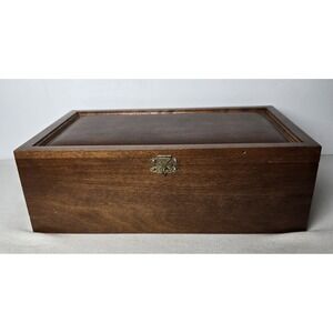 Wood‎ Box Yellow Velvet Lined Faux Leather Top